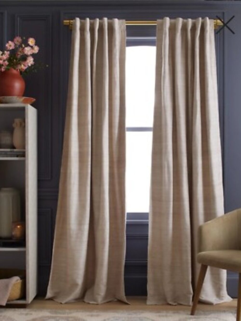 Quince Raw Silk Sand Blackout Curtains Set Of 2! 48"x84" (A8)